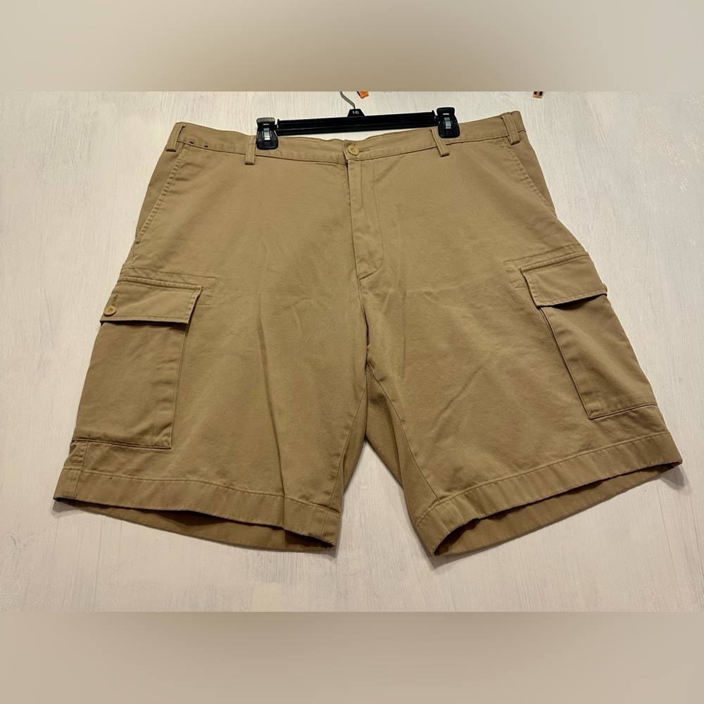Nautica Clipper Cargo Shorts 42W Relax Fit Khaki Cotton Outdoor Pockets Casual